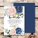Search for navy and blush gender reveal invitations Boy or girl