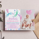 Search for teal 1st birthday invitations Mermaid