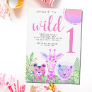 Search for wild animal party invitations Pink