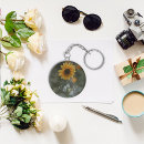Search for yellow flower rounded key rings Sunflower