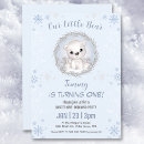 Search for winter wonderland 1st birthday invitations Blue