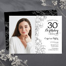 Search for black and white 30th birthday invitations Floral