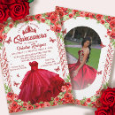 Search for red quinceanera invitations Princess tiara crown