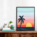 Search for palm tree sunset art Ocean waves