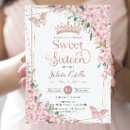 Search for cherry blossom sweet 16 invitations Rose gold modern geometric