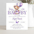 Search for purple teddy bear baby shower invitations Lavender
