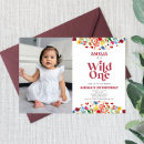 Search for wildflower 1st birthday invitations Wild one