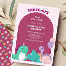 Search for three rex girl birthday invitations Roar