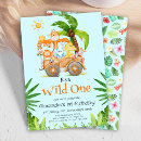 Search for boys unique 1st birthday invitations Jungle