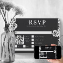 Search for damask rsvp cards Black and white