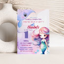 Search for little mermaid 1st birthday invitations Watercolor