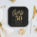 Search for black and gold paper plates Cheers to 50 years