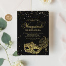 Search for masquerade mask birthday invitations Black and gold