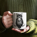 Search for black and white bird mugs Owl