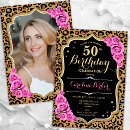 Search for pink and black 50th birthday invitations For her