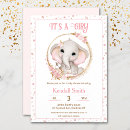 Search for elephant baby girl shower invitations Its a girl
