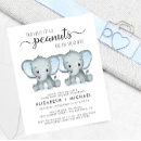 Search for twin elephant baby shower invitations Blue