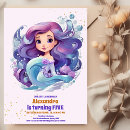 Search for digital mermaid birthday invitations Iridescent