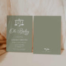 Search for modern baby shower invitations Sage green