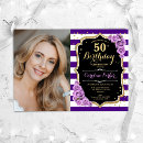 Search for purple and gold 50th birthday invitations Floral
