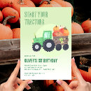 Search for tractor 1st birthday invitations Green and yellow