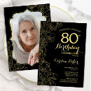 Search for black and gold 80th birthday invitations Floral
