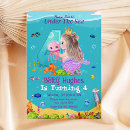 Search for mermaid 4th birthday invitations Under the sea party