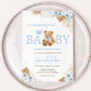 Search for blue bear baby shower invitations Boho