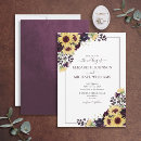 Search for rustic purple sunflower wedding invitations Watercolor