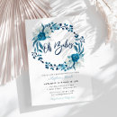 Search for navy blue floral baby shower invitations Watercolor