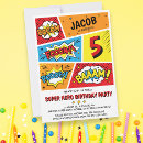 Search for comic book superhero invitations Red yellow blue