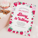 Search for strawberry 1st birthday invitations Sweet one birthday
