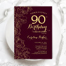 Search for burgundy floral birthday invitations Elegant