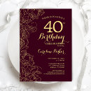 Search for burgundy floral birthday invitations Flowers