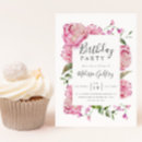 Search for pink floral birthday invitations Elegant