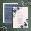 Search for navy blue flowers wedding invitations Elegant