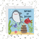 Search for shark 1st birthday invitations Fish