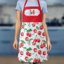 Search for red and green aprons For her