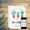 Search for cactus moving announcement cards Watercolor