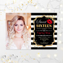 Search for red black gold sweet 16 invitations 16th birthday