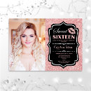 Search for black and gold sweet 16 invitations Rose gold glitter