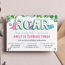 Search for three rex girl birthday invitations Watercolor