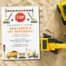 Search for construction 1st birthday invitations Trucks