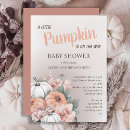 Search for little pumpkin on the way baby shower invitations Fall leaves