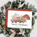 Search for red farm truck christmas cards Watercolor