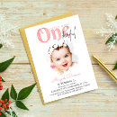 Search for miss onederful invitations Pink floral typography unique
