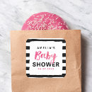 Search for pink white stripe stickers Baby shower