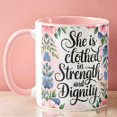 Search for she is clothed in strength mugs Inspirational