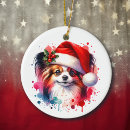 Search for papillon dog christmas tree decorations Watercolor