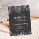 Search for snow birthday invitations Pink